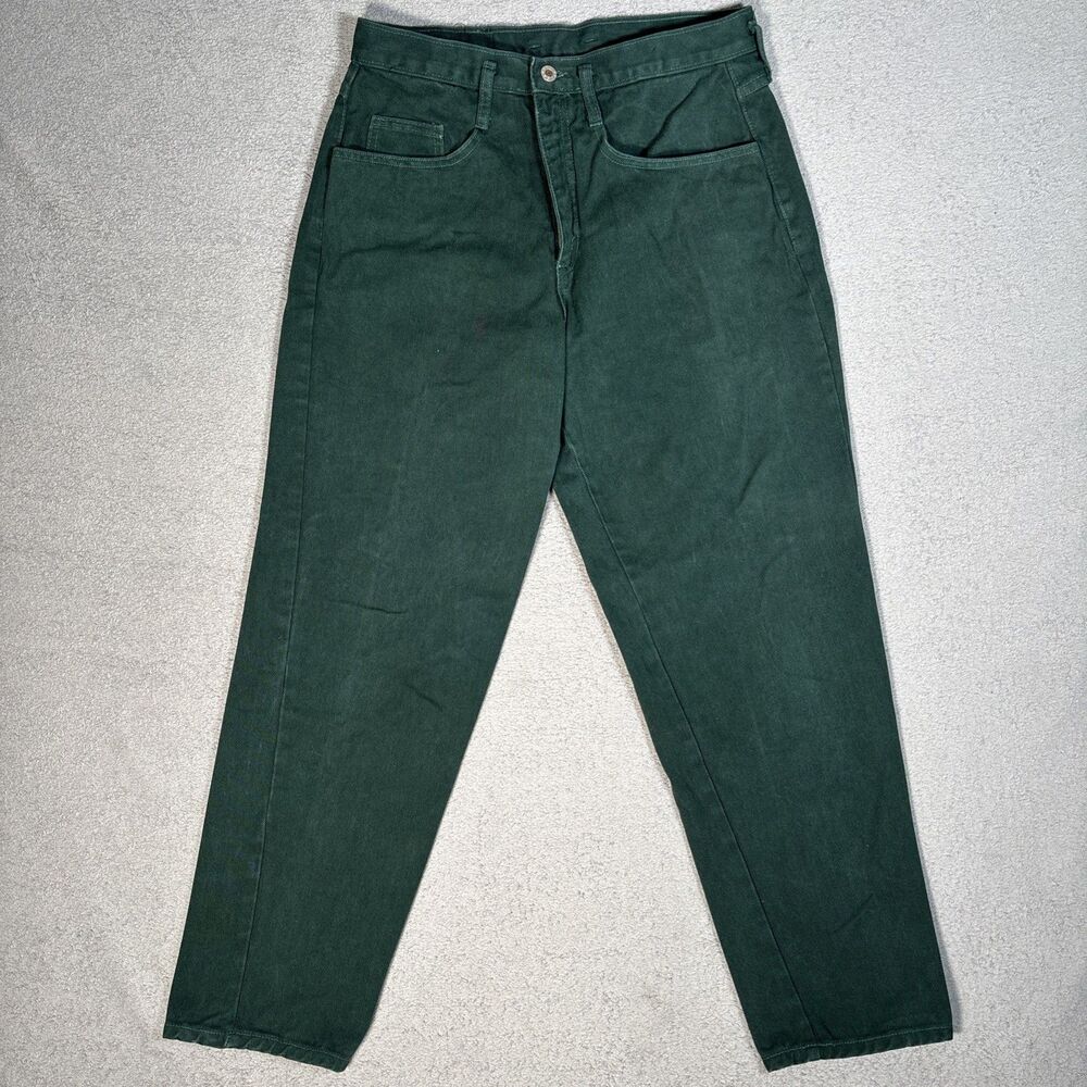 VNTG Lebon Jeans Men Size L Fits 32x29 Green‎ Tapered Straight Leg Y2K 90s Retro